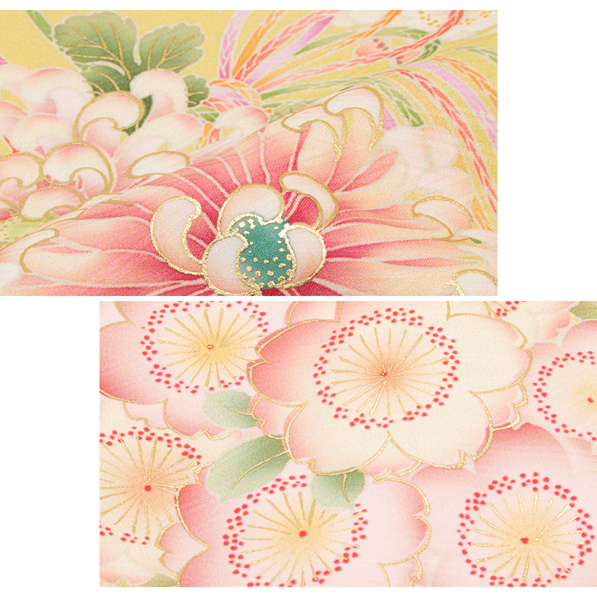 SOUBIEN（創美苑） 産着 女の子 販売 初着 黄色 イエロー 桜 薬玉 花