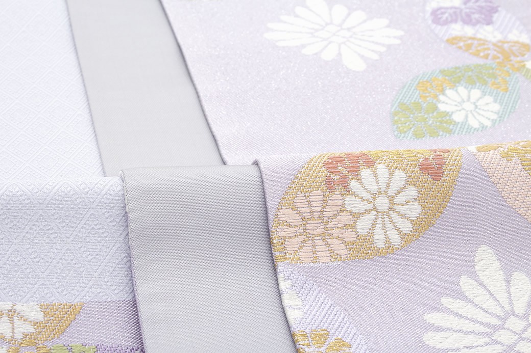 【未使用】モール織 全通袋帯 白金地 菊花文様 正絹 フォーマル 未使用】モール織 全通袋帯 白金地 菊花文様 正絹 フォーマル