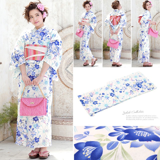新品浴衣◇ bonheur saisons　麻の葉 SOUBIEN 浴衣 レディース 3点セット （浴衣/半幅帯/下駄