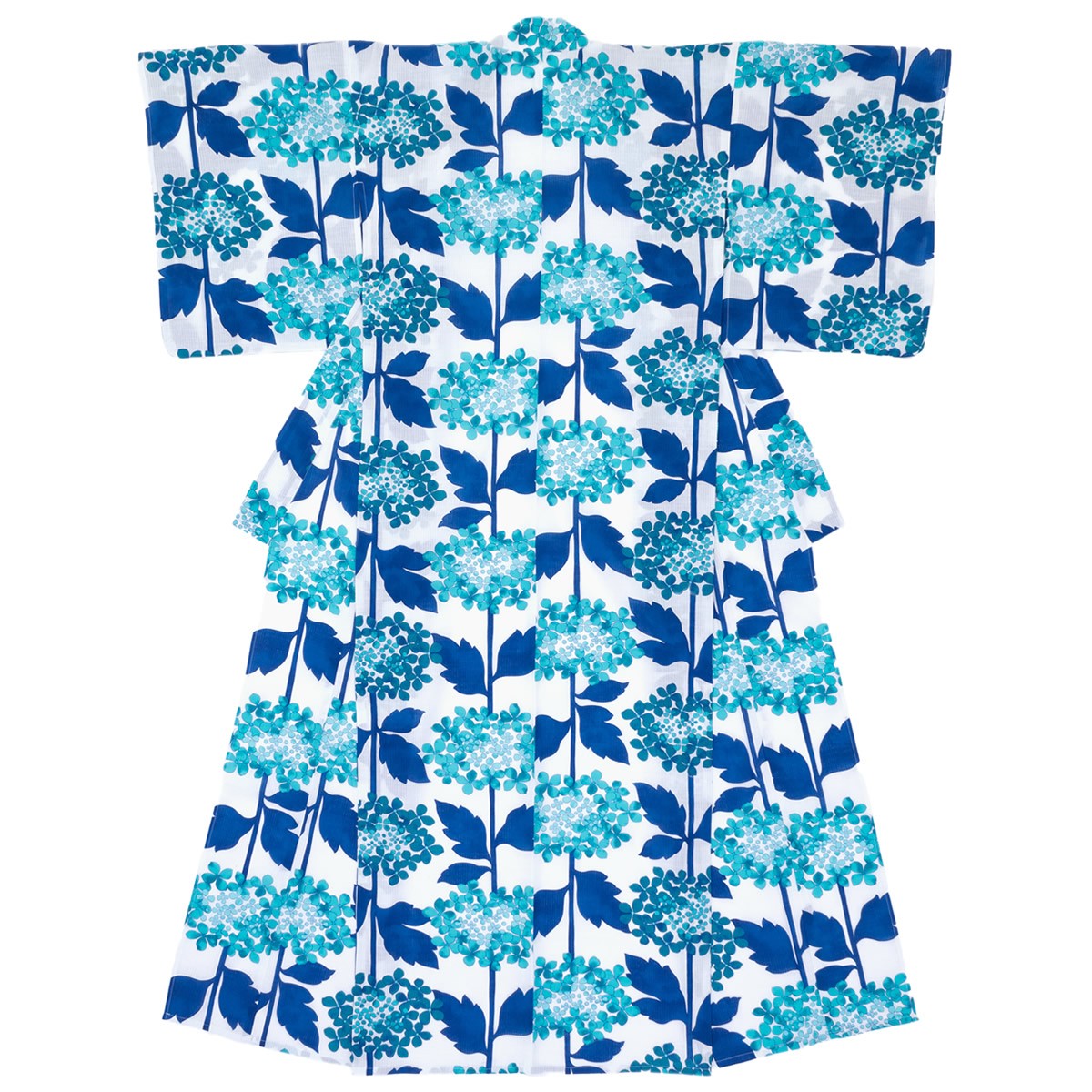 浴衣 レディース 青 ブルー 白 ホワイト 紫陽花 あじさい 花 フラワー モダン 綿 絽 変わり織り 夏祭り 花火大会 女性用 仕立て上がり 浴衣 レディース 青 ブルー 白 紫陽花 花 フラワー モダン 綿 絽