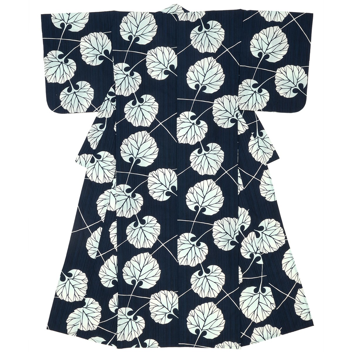 浴衣 レディース 紺 ネイビー 蕗 フキ よろけ縞 雨縞 綿 夏祭り 花火大会 女性用 仕立て上がり【Sサイズ】【フリーサイズ】【送料無料】 SOUBIEN（創美苑） 浴衣 レディース 紺 ネイビー 蕗 フキ よろけ縞 雨