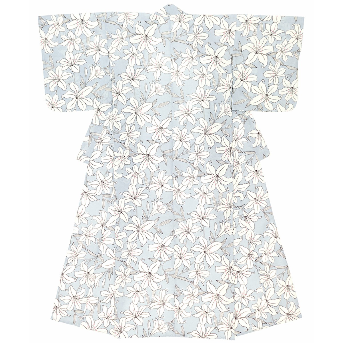 SOUBIEN（創美苑） 浴衣 レディース ブルー 水色系 白系 百合 ユリ 花