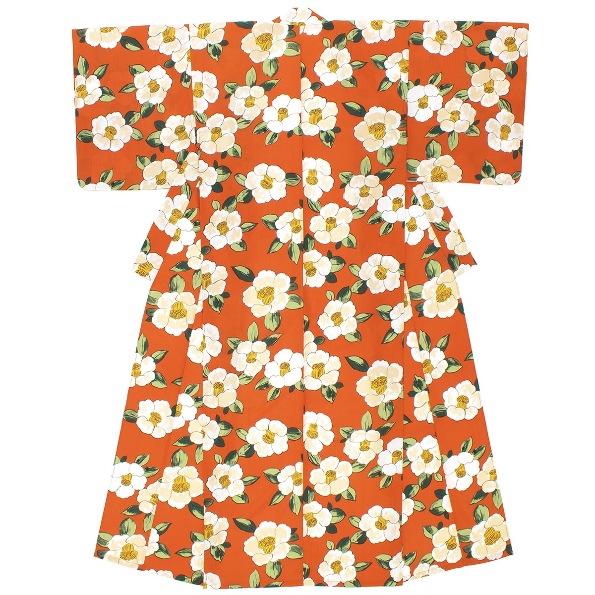 浴衣 レディース オレンジ 橙 ホワイト 白 椿 ツバキ 花 フラワー モダン 変わり織り 夏祭り 花火大会 女性用 仕立て上がり 【Sサイズ】【フリーサイズ】【送料無料】 ykt0235mb-3086_1.jpg