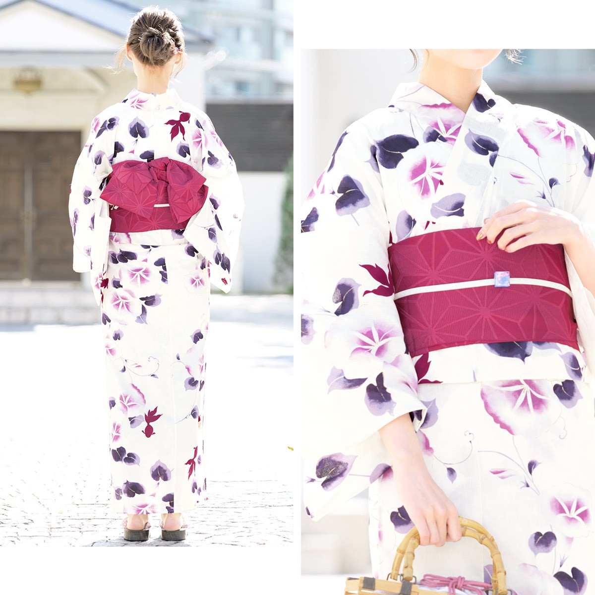 美しい 浴衣 レディース セット 浴衣セット 作り帯 大人 2点セット 浴衣 帯 白系 ピンク 赤紫 朝顔 花 金魚 ラメ 綿麻 夏 ボヌールセゾン フリー 送料無料 期間限定送料無料 Kuljic Com