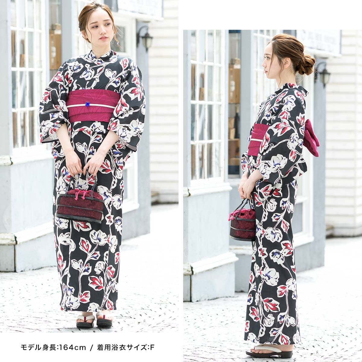 紫系お任せ半幅帯つき◆◆【大人ゆかた】◆麗し水芭蕉モノトーン浴衣 z3-ykt0276km_1.jpg