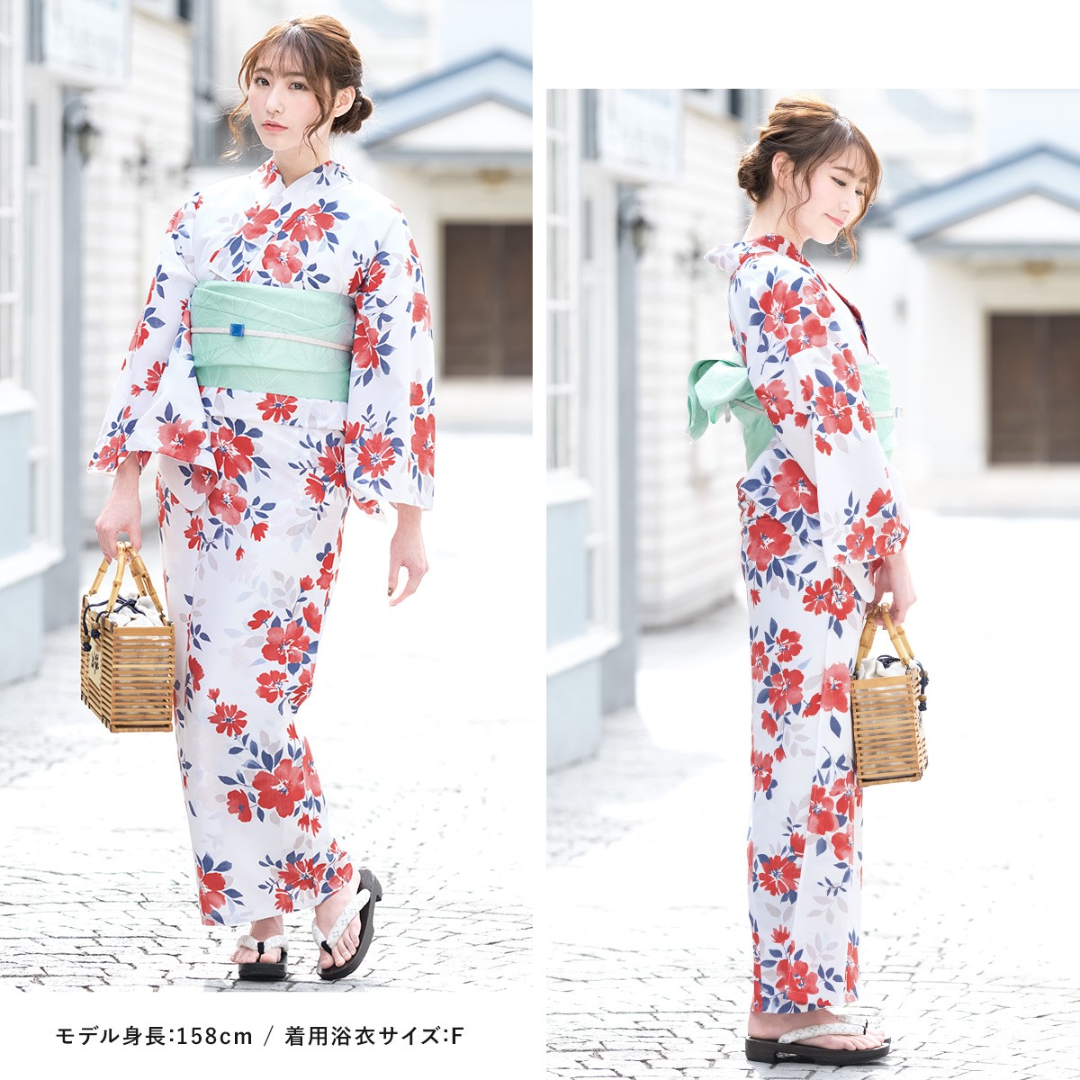 【浴衣3点セット】生成りに白黒椿 美品 フリーサイズ 新品未使用品 浴衣3点セット】生成りに白黒椿 美品 フリーサイズ 新品未使用品