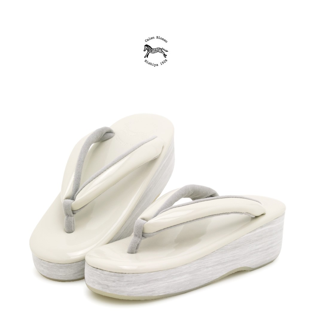 カレンブロッソ 草履 レディース カフェ草履 カフェぞうり 菱屋 Calen Blosso 白 ホワイト エナメル 牛革 ぞうり ゾウリ 女性用 セミフォーマル 日本製 【Sサイズ】【Mサイズ】【Lサイズ】 SOUBIEN（創美苑） カフェぞうり 菱屋 カレンブロッソ Calen Blosso 白