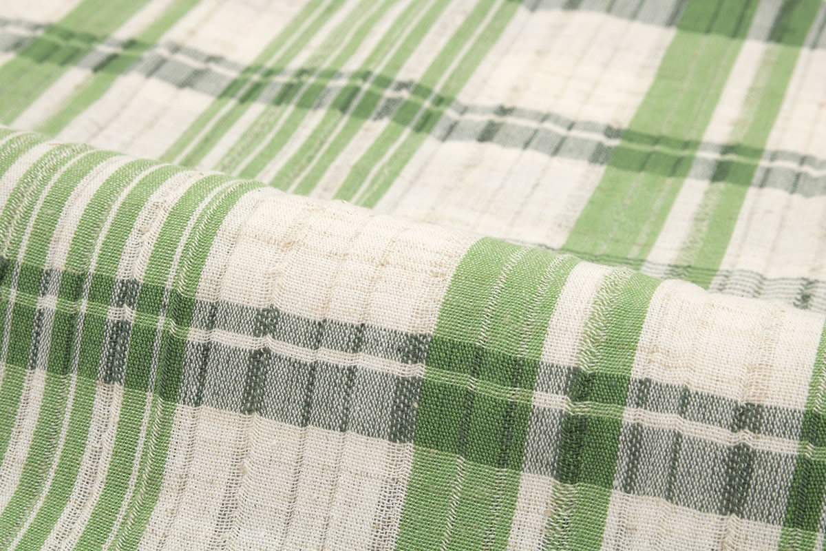 SOUBIEN（創美苑） メンズ甚平 緑 グリーン 白 ホワイト 格子 チェック