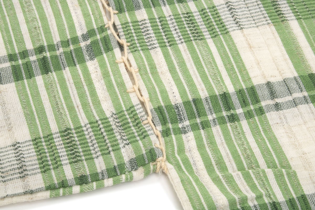 SOUBIEN（創美苑） メンズ甚平 緑 グリーン 白 ホワイト 格子 チェック