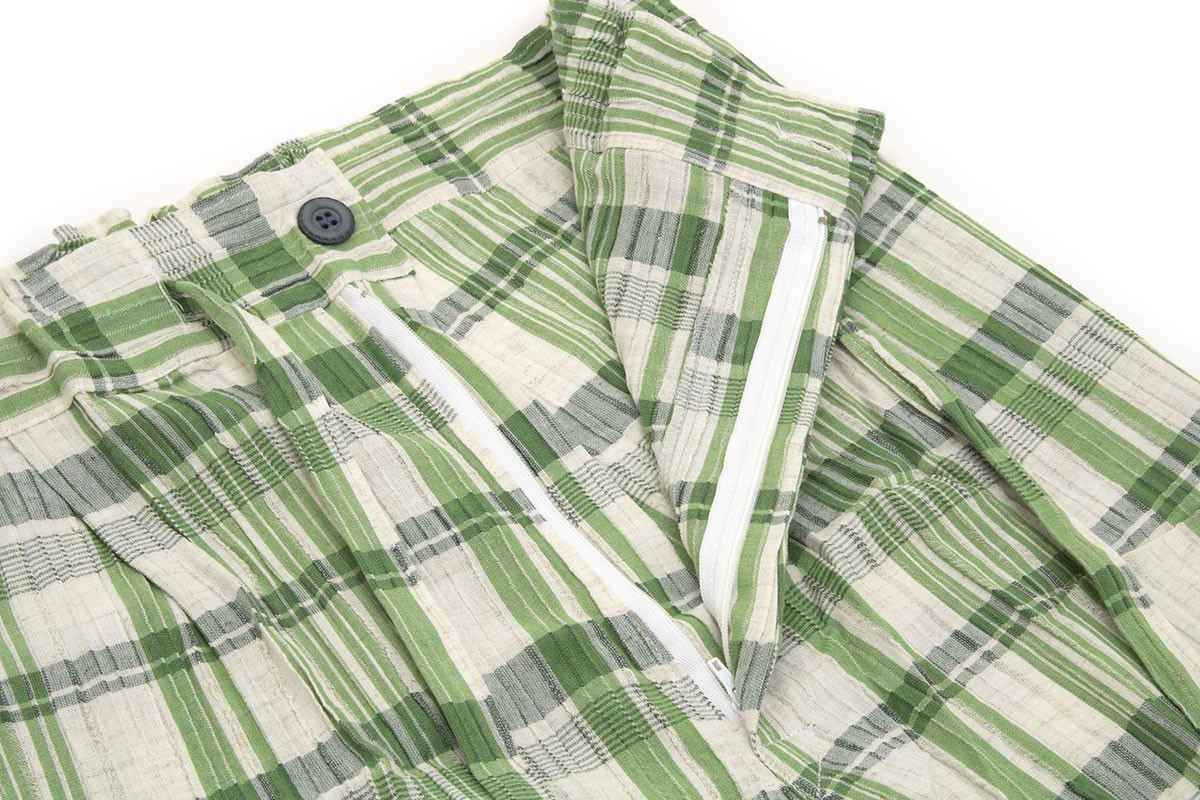SOUBIEN（創美苑） メンズ甚平 緑 グリーン 白 ホワイト 格子 チェック