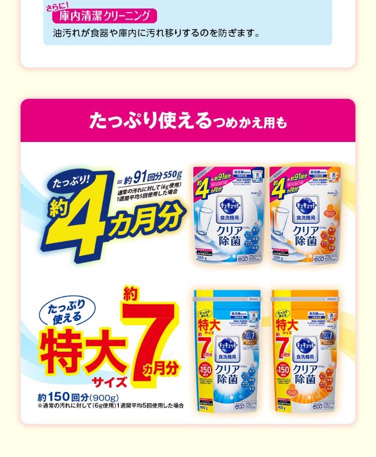 本日特価】 花王 (まとめ) 食器洗い乾燥機専用キュキュット 〔×10セット〕 1個 550g つめかえ用 クエン酸効果 その他キッチン、日用品、文具