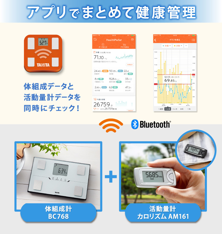 タニタ 体組成計 パールホワイト BC-768-WH+活動量計カロリズム