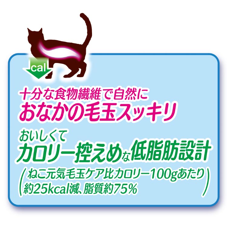 ねこ元気 毛玉ケア 肥満が気になる猫用 まぐろ・チキン・緑黄色