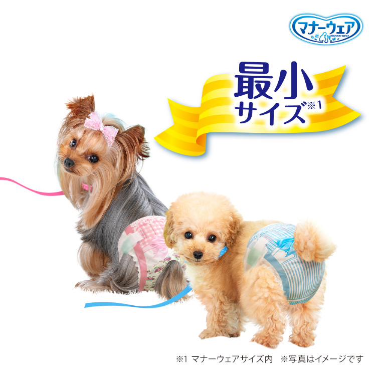 ユニ・チャーム マナーウェア 女の子用 SSSサイズ ピンクリボン・青リボン 犬用おむつ 42枚(犬・ドッグ)