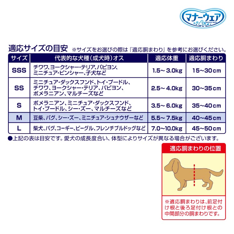 マナーウェア 長時間快適オムツ 男の子用 M 犬用 ( 36枚 )/ マナー 