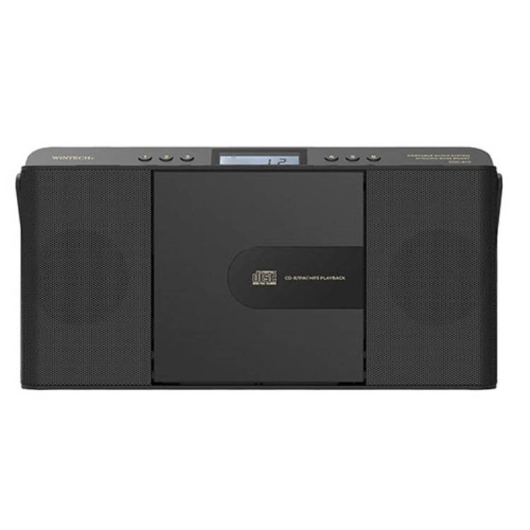 WINTECH CDクロックラジオ スリムデザイン AC電源／乾電池式 ブラック