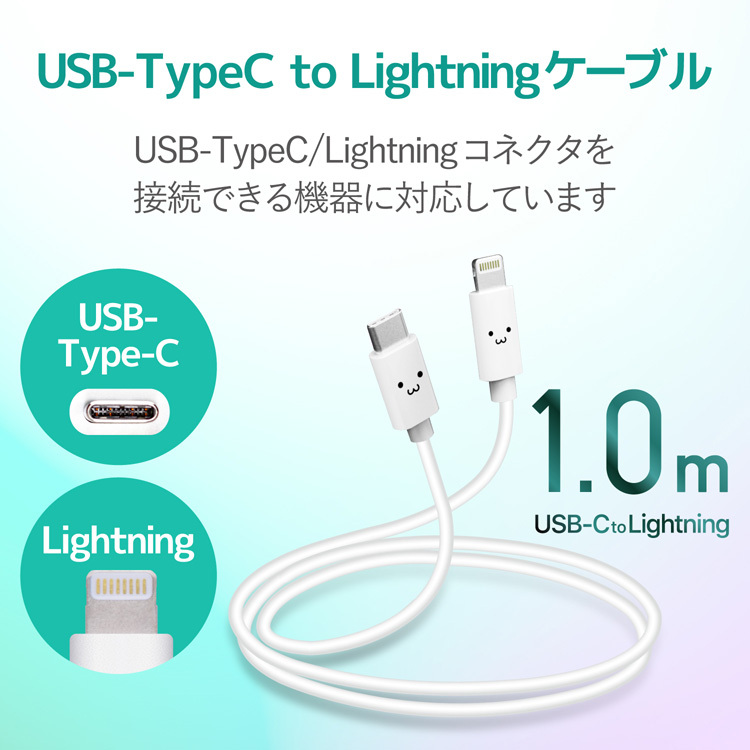 エレコム USB C-Lightning充電ケーブル スリム端子 スタンダード 1m