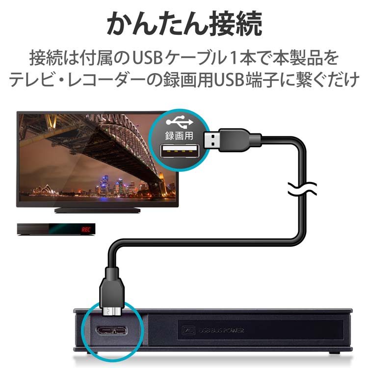 エレコム TV用2.5インチ外付けハードディスク ELP-PTV020UBK - 外付け