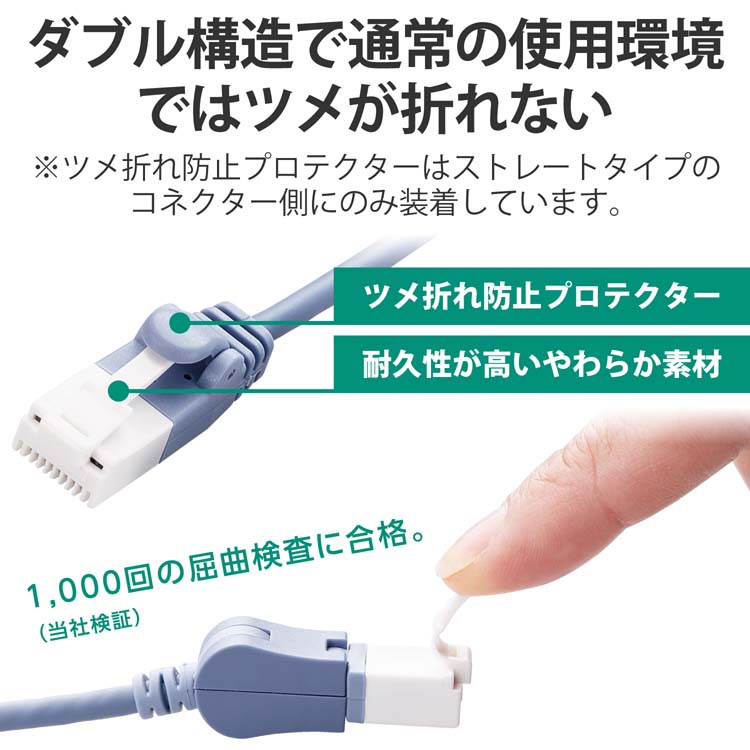 エレコム LANケーブル Cat6A準拠 5m スリム タテスイング*ストレート