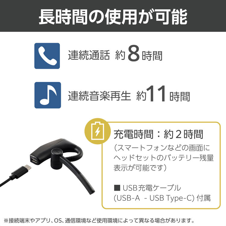エレコム ヘッドセット Bluetooth 5.2 片耳 イヤホン マイク付き 通話