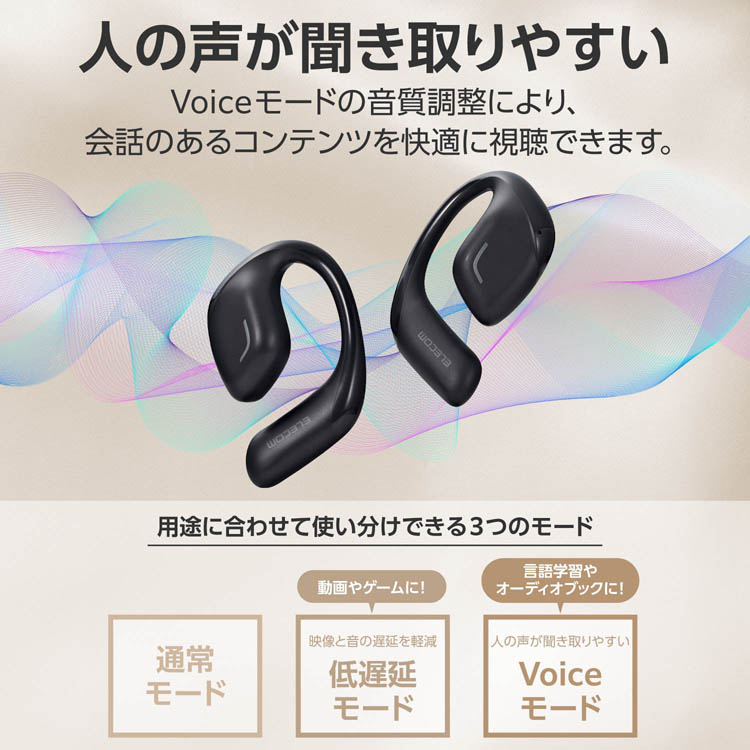 エレコム オープンイヤー型ワイヤレスイヤホン Bluetooth 5.4 マット