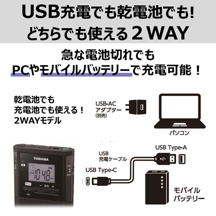 【新品未使用】TOSHIBA TY-SCR5 USB充電ラジオ TY-SCR5 | ラジオ | 東芝ライフスタイル株式会社 | ラジオ