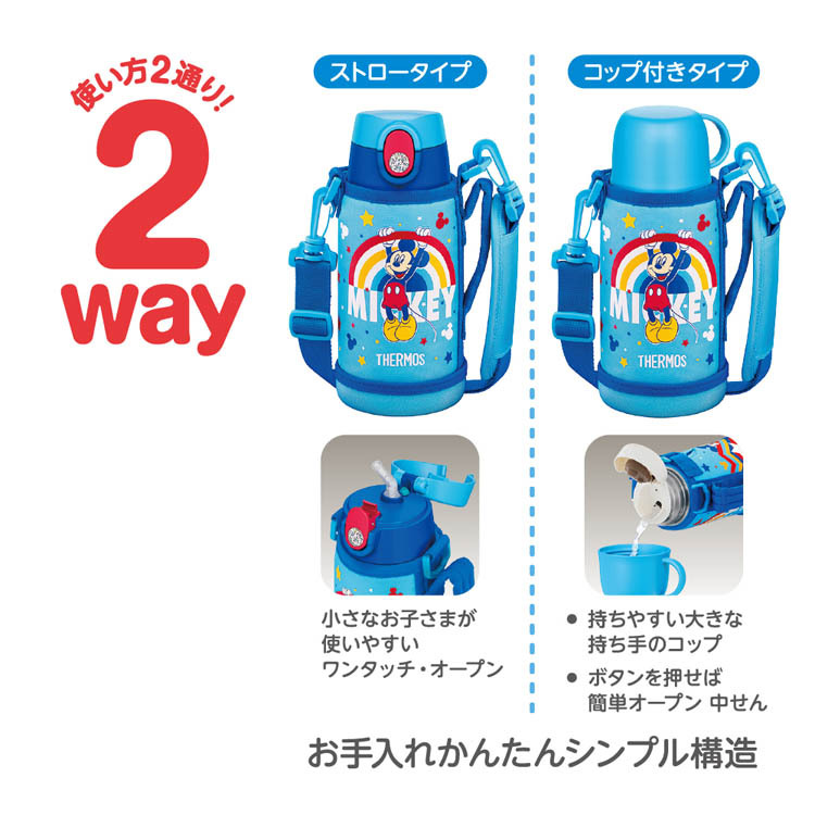 サーモス 真空断熱2ウェイボトル 0.6L ブルー ミッキー FJO