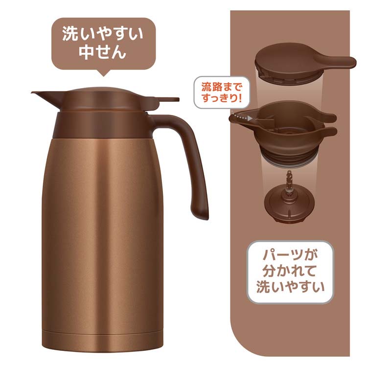 サーモス ステンレスポット 2L ブラウンゴールド TTB-2001 BWG ( 1個