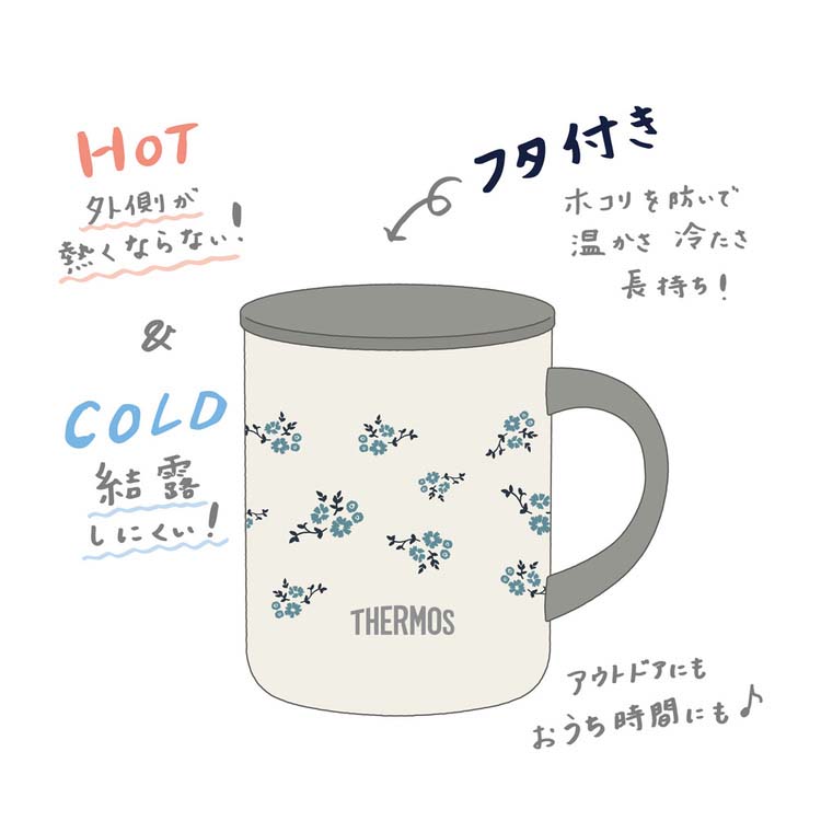 サーモス 真空断熱マグカップ 450ml ブルーフラワー JDG-452LTD B-FL