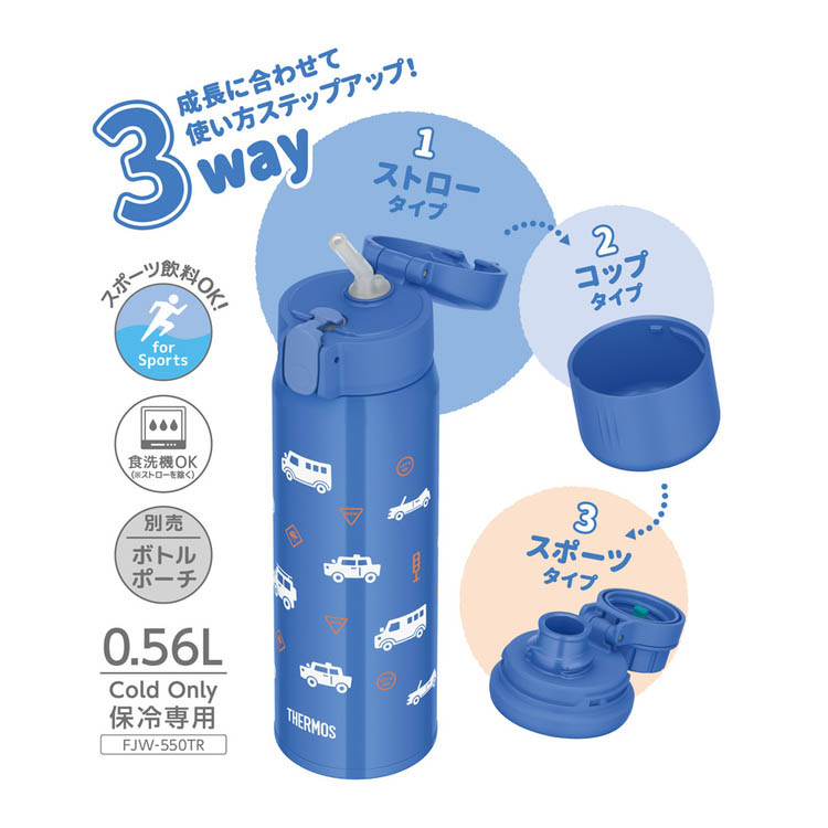 サーモス 真空断熱3ウェイボトル 食洗機対応 0.56L コバルトブルー FJW
