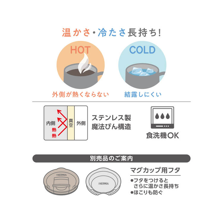 サーモス 食洗機対応 真空断熱マグカップ 450ml ダークグレー JTD-450