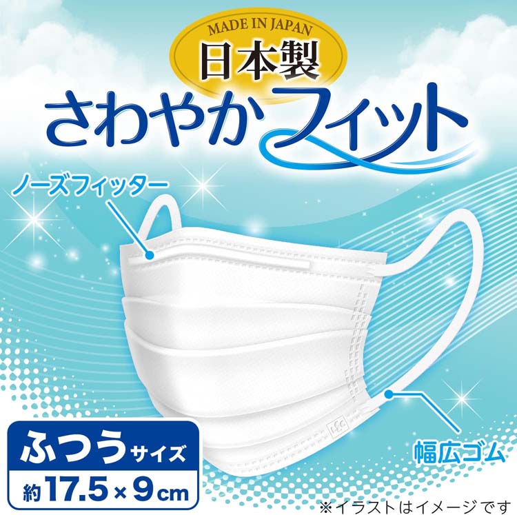 さわやかフィット 日本製 不織布マスク ふつう 個包装 JIS規格