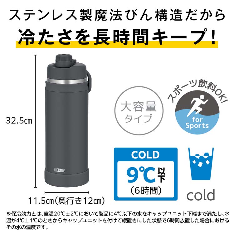 サーモス 真空断熱スポーツボトル 保冷専用 2L マットブラック FJU