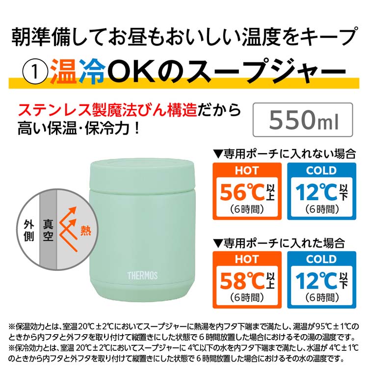 サーモス 食洗機対応 真空断熱スープランチセット 550ml ミント