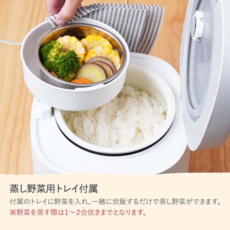 サンコー ThankPan 簡単操作炊飯器 ノラノラ 最大3合 ホワイト