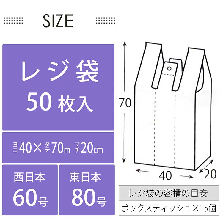 レジ袋 特大 とって付 ゴミ分別用 ポリ袋 ホワイト TR60 ( 50枚