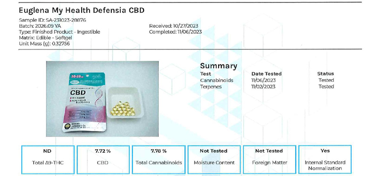 ユーグレナマイヘルスディフェンシア CBD ( 330mg×20粒入