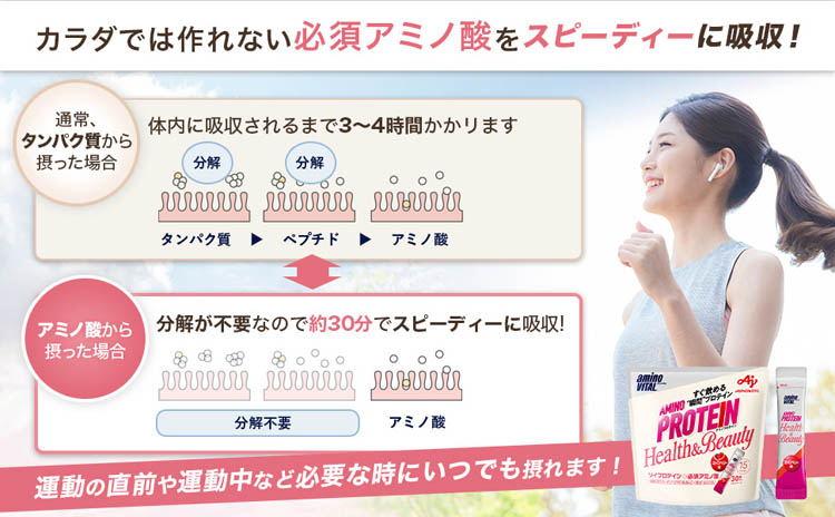 アミノバイタル アミノプロテイン for Woman ストロベリー味 ( 3.8g*30 