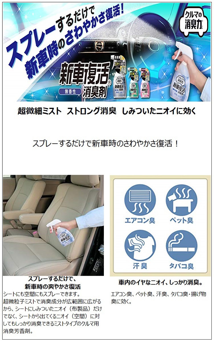 クルマの消臭力 新車復活消臭剤 車用消臭剤 無香性 250ml 消臭力 爽快ドラッグ 通販 Yahoo ショッピング