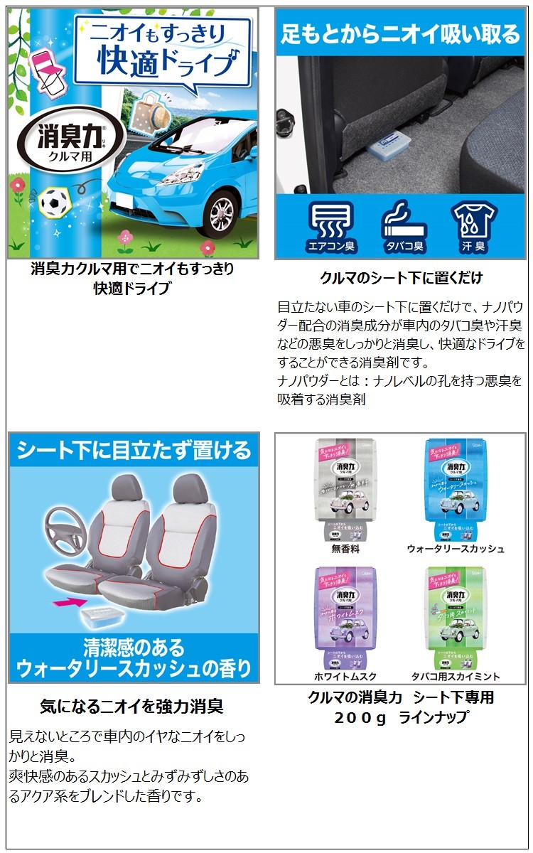 クルマの消臭力 シート下専用 消臭芳香剤 車用 ウォータリースカッシュの香り 0g 消臭力 爽快ドラッグ 通販 Yahoo ショッピング