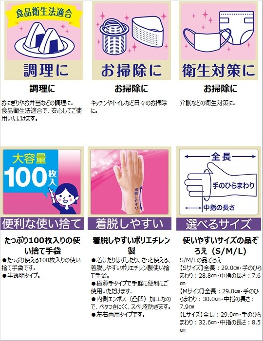 使いきり手袋 ポリエチレン 極うす手 料理 掃除用 Sサイズ 半透明 ( 100枚 )/ エステー :4901070760367:爽快ドラッグ -  通販 - Yahoo!ショッピング