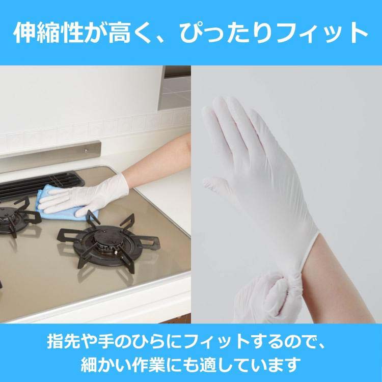 使いきり手袋 ニトリルゴム 極うす手 料理 掃除 介護用 Lサイズ