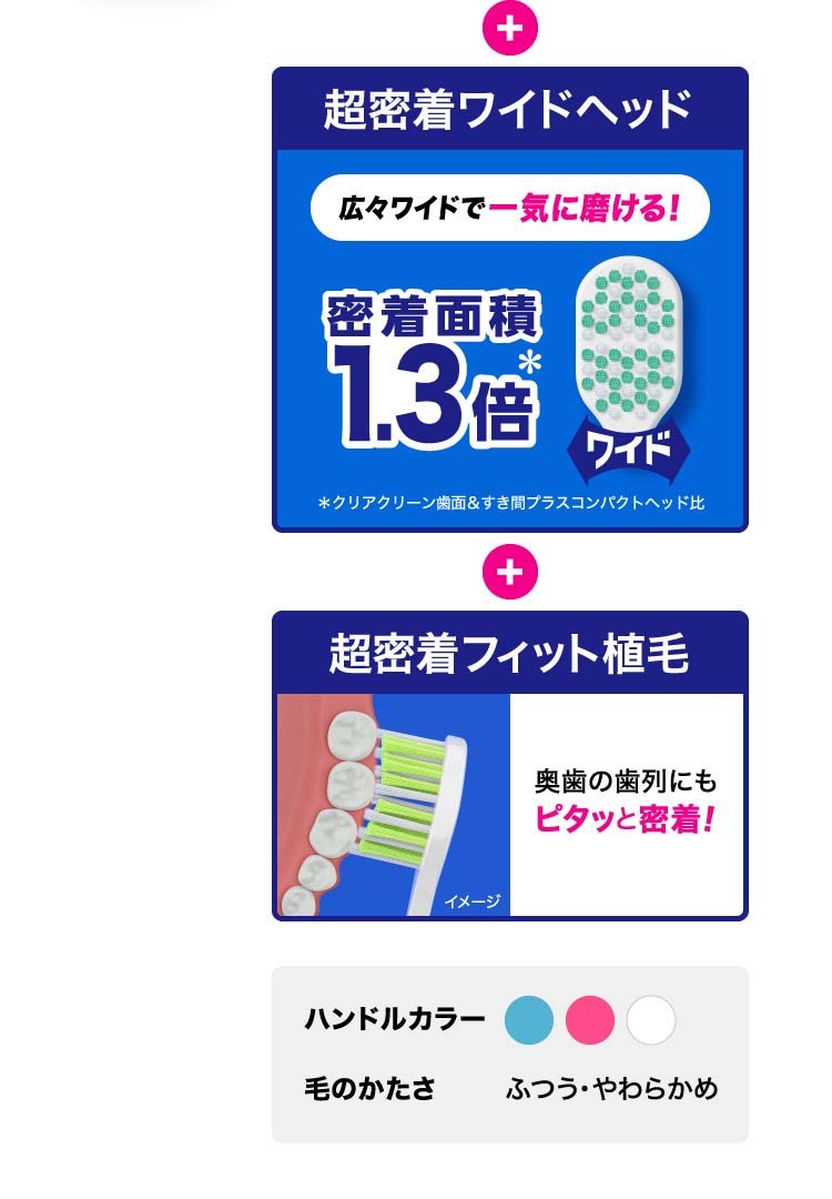 クリアクリーン ハブラシ 歯面＆すき間 ワイド ふつう ( 1本入
