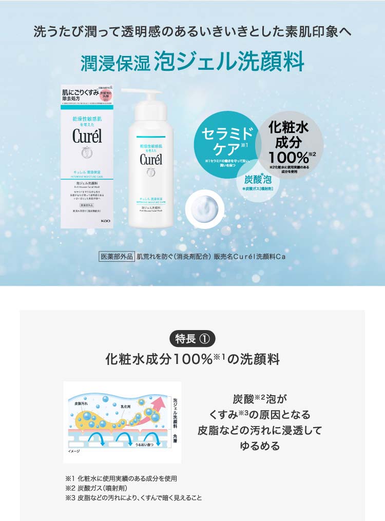 キュレル 潤浸保湿 泡ジェル洗顔料 ( 200g )/ 乾燥 泡洗顔 洗顔料 敏感