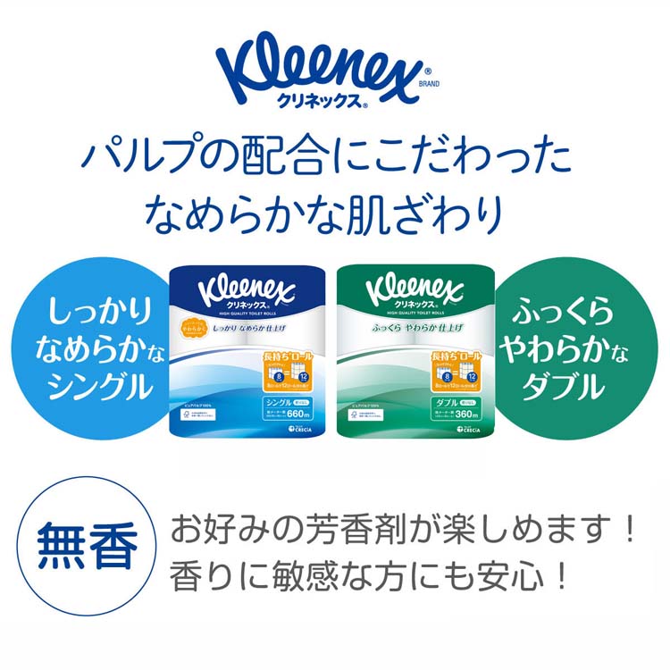 クリネックス 長持ち トイレットペーパー ダブル ( 45m*8ロール