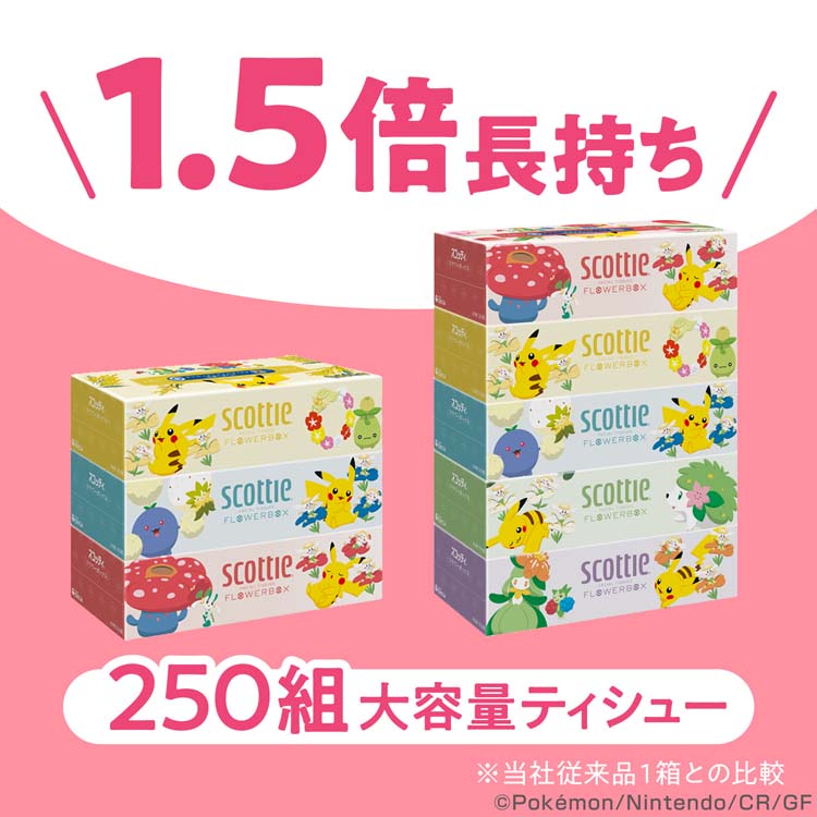 スコッティ ティッシュ フラワーボックス ポケモン 大容量 ( 500枚(250