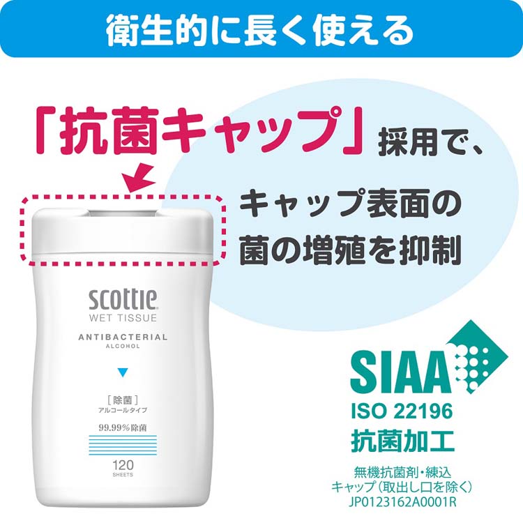 201円 お洒落 スコッティ ウェットティシュー 除菌 アルコールタイプ 携帯用 33枚入 3