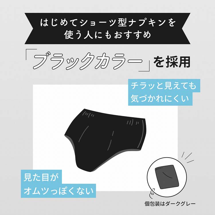 エリスショーツ L〜LL 昼・夜 長時間用 ブラックカラー ( 4枚入