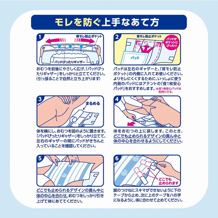 アテント 夜1枚安心パッドのための うす型テープ式 S〜L ( 22枚入