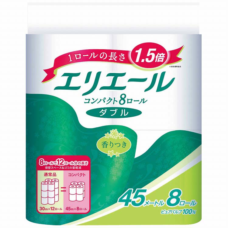 エリエール トイレットペーパー 1.5倍巻 ダブル コンパクトケース品